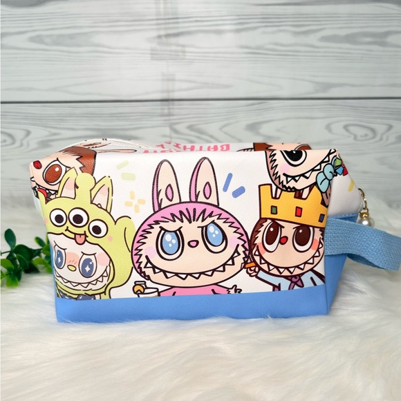 Blue Monster Character Large Cosmetic Bag - Picture 2 of 11